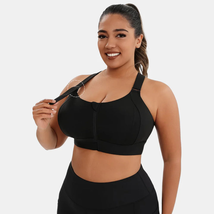 Plus Size Sports Bra with Front Zipper for Women
