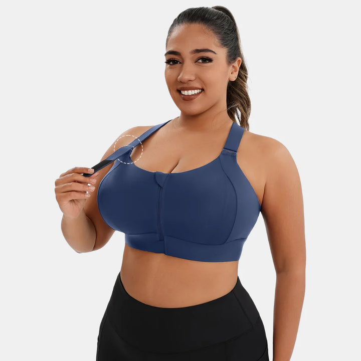 Plus Size Sports Bra with Front Zipper for Women