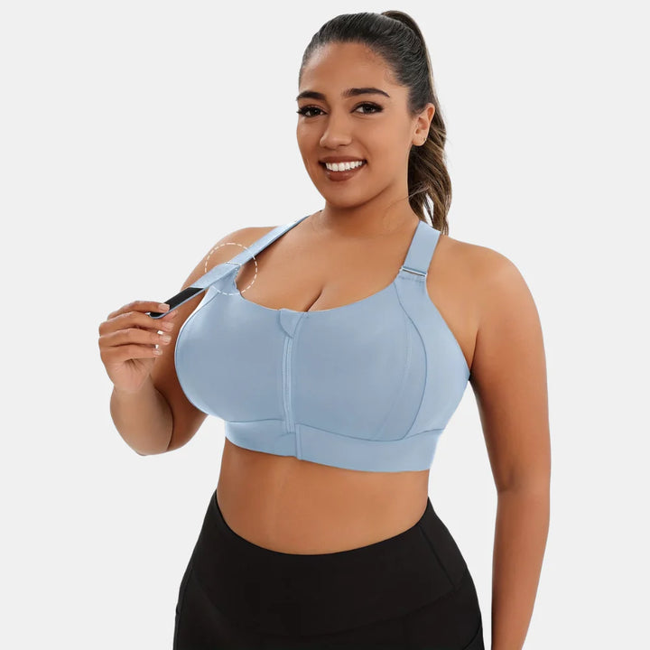 Plus Size Sports Bra with Front Zipper for Women