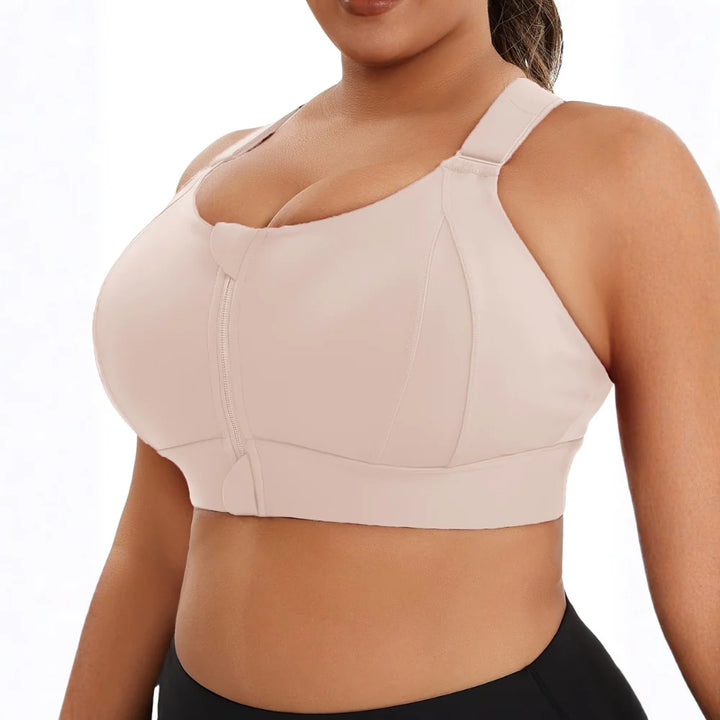 Plus Size Sports Bra with Front Zipper for Women