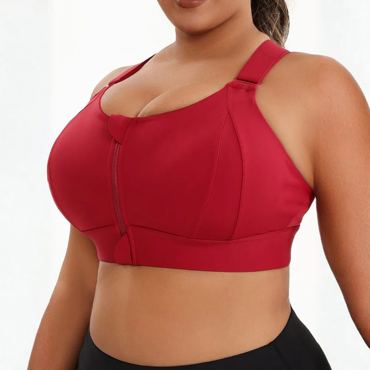 Plus Size Sports Bra with Front Zipper for Women
