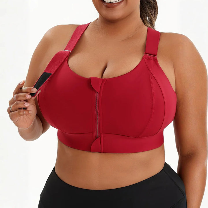 Plus Size Sports Bra with Front Zipper for Women