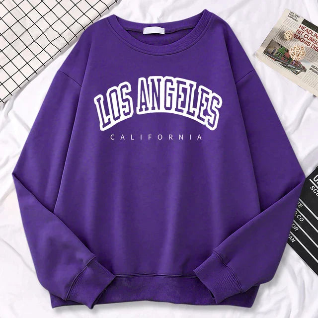 Pullover Crewneck Sweatshirt with Long Sleeves and Ribbed Hem