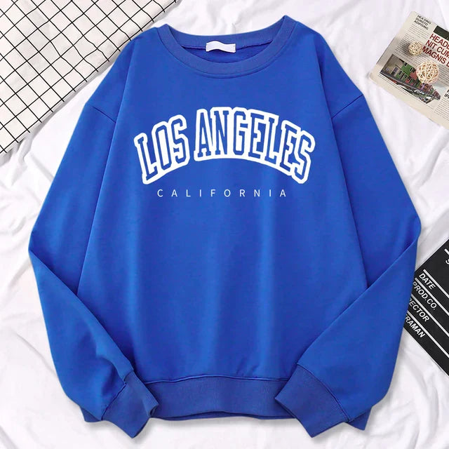 Pullover Crewneck Sweatshirt with Long Sleeves and Ribbed Hem