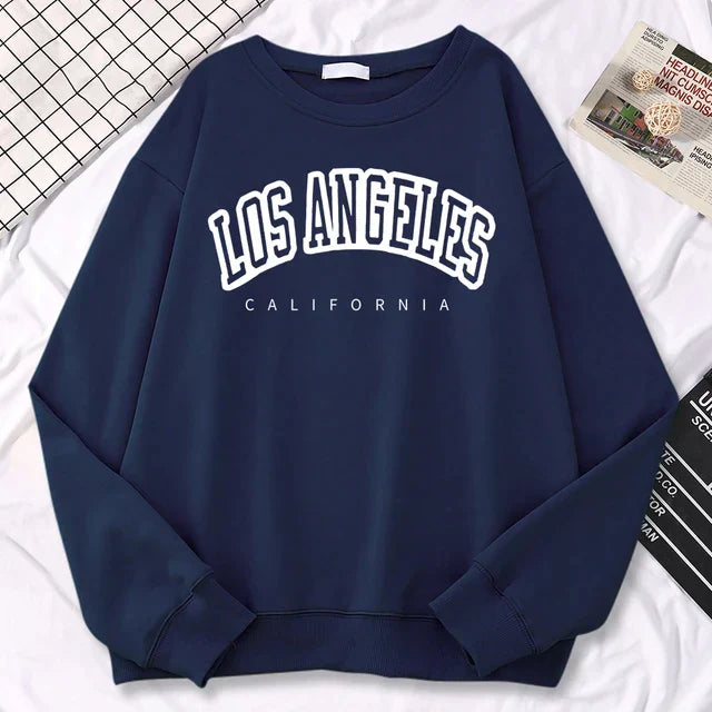 Pullover Crewneck Sweatshirt with Long Sleeves and Ribbed Hem