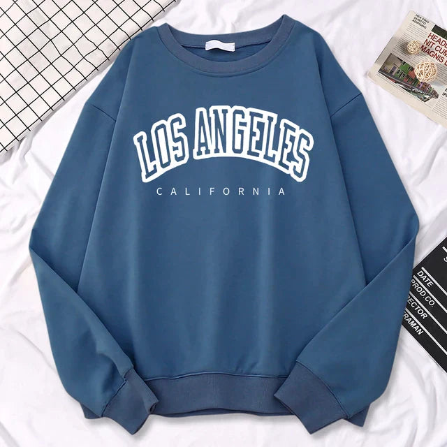 Pullover Crewneck Sweatshirt with Long Sleeves and Ribbed Hem