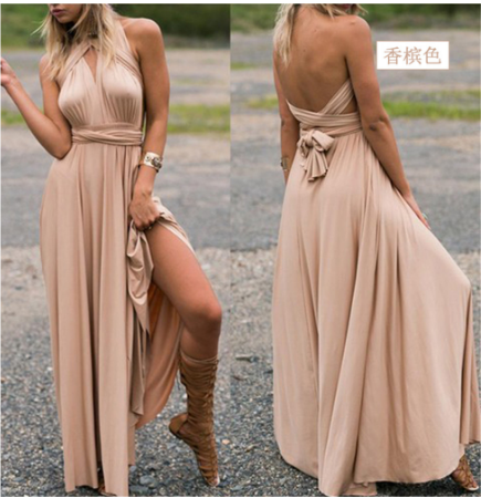 Convertible Multi-Way Wrap Maxi Dress with Tie Closure