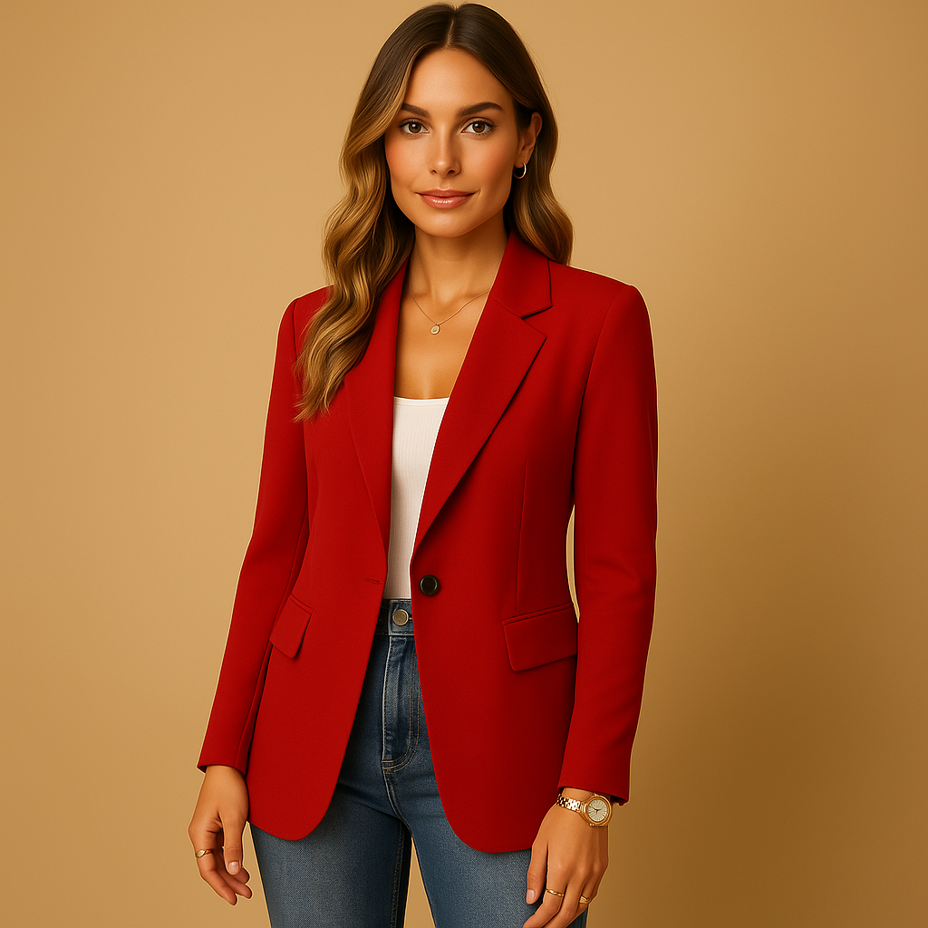 Single-Breasted Blazer with Notched Lapels and Welt Pockets