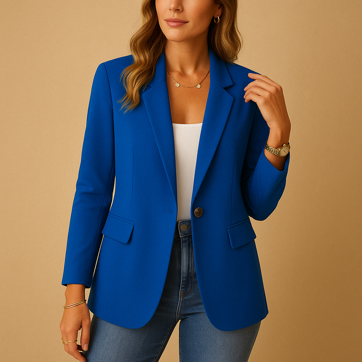 Single-Breasted Blazer with Notched Lapels and Welt Pockets