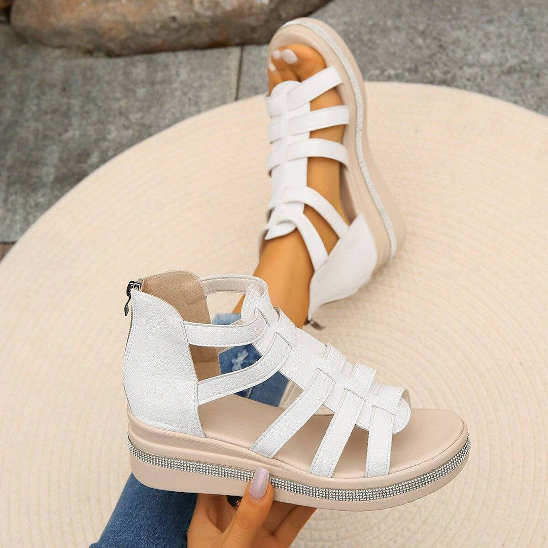 Strappy Sandals with Zip Closure and Platform Sole
