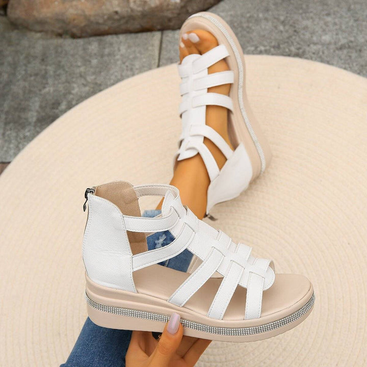 Strappy Sandals with Zip Closure and Platform Sole