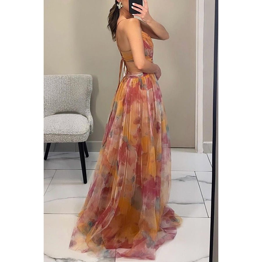 Emberlee - Floral Chiffon Evening Maxi Dress