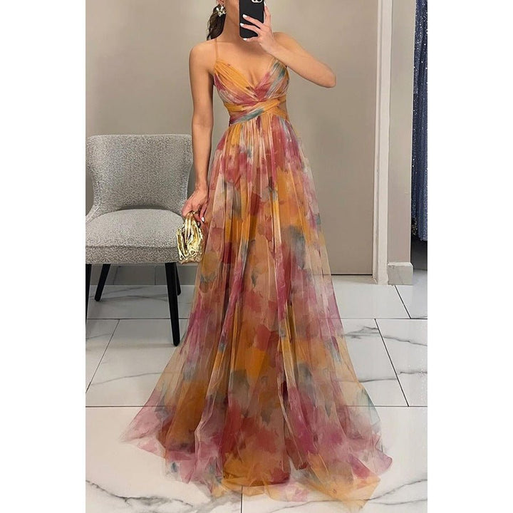 Emberlee - Floral Chiffon Evening Maxi Dress