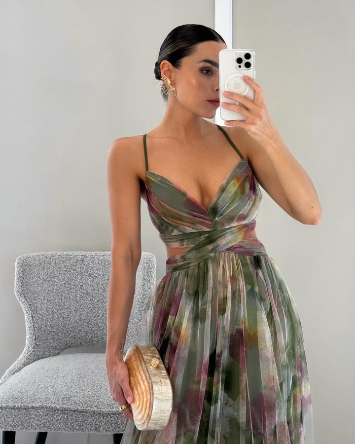 Emberlee - Floral Chiffon Evening Maxi Dress