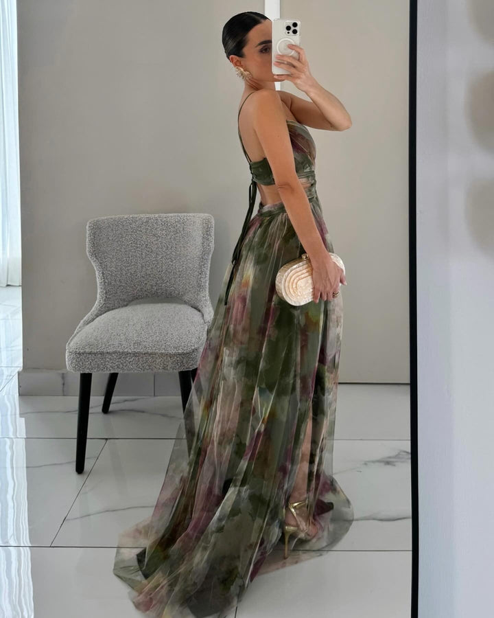Emberlee - Floral Chiffon Evening Maxi Dress