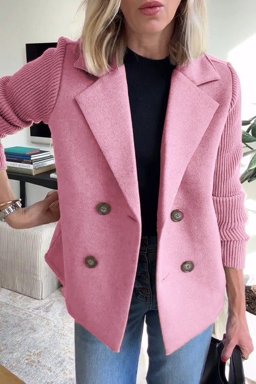 Amarah - Elegant Knit-Sleeve Blazer