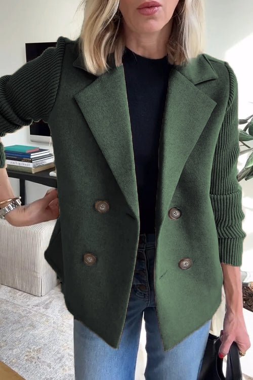Amarah - Elegant Knit-Sleeve Blazer