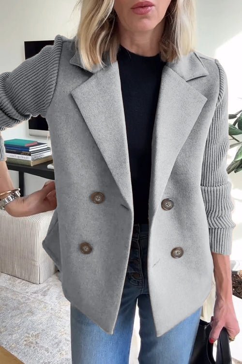 Amarah - Elegant Knit-Sleeve Blazer