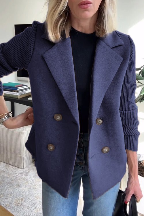 Amarah - Elegant Knit-Sleeve Blazer