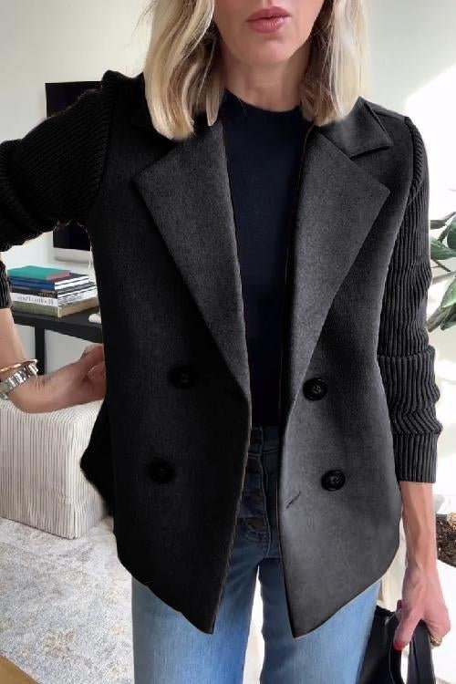 Amarah - Elegant Knit-Sleeve Blazer