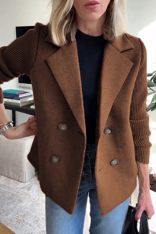 Amarah - Elegant Knit-Sleeve Blazer