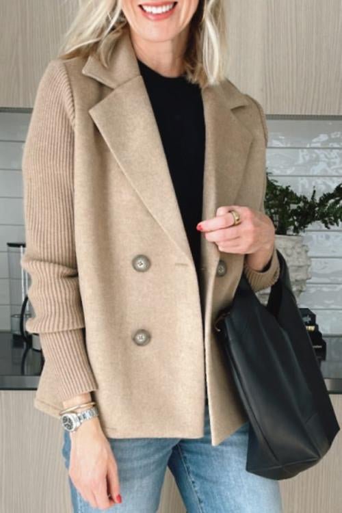 Amarah - Elegant Knit-Sleeve Blazer