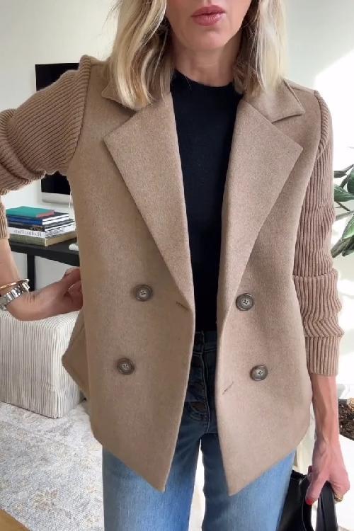 Amarah - Elegant Knit-Sleeve Blazer