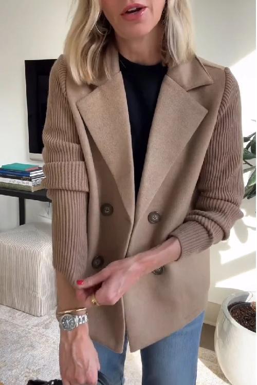 Amarah - Elegant Knit-Sleeve Blazer