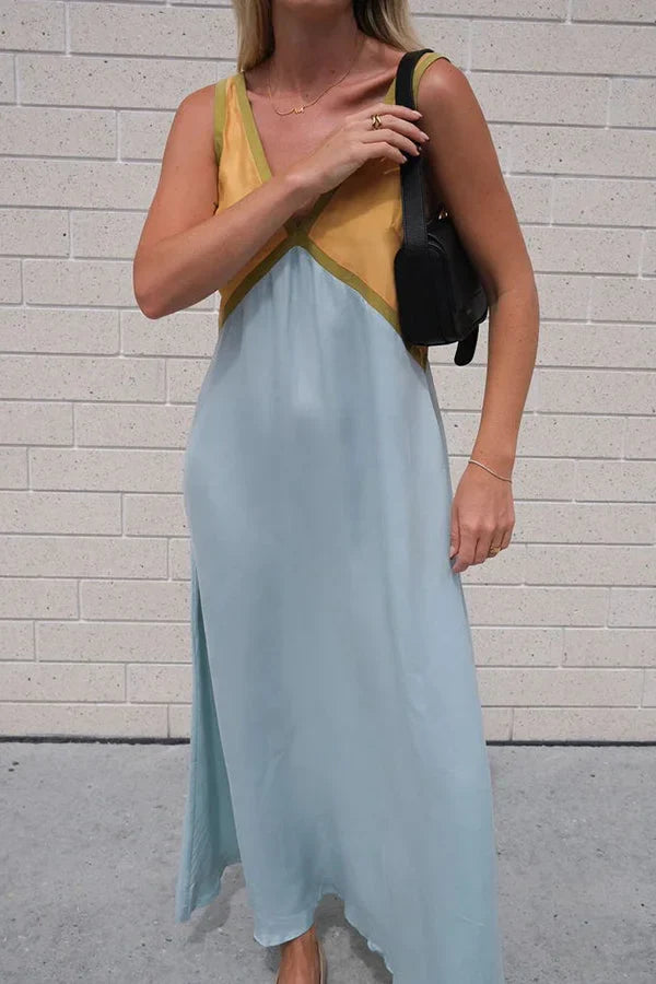 Keeley - V-Neck Contrasting Color Dress