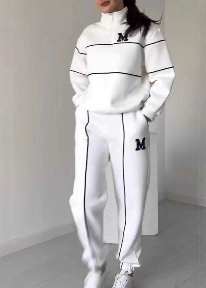 High-Neck Quarter-Zip Sweatshirt and Jogger Set