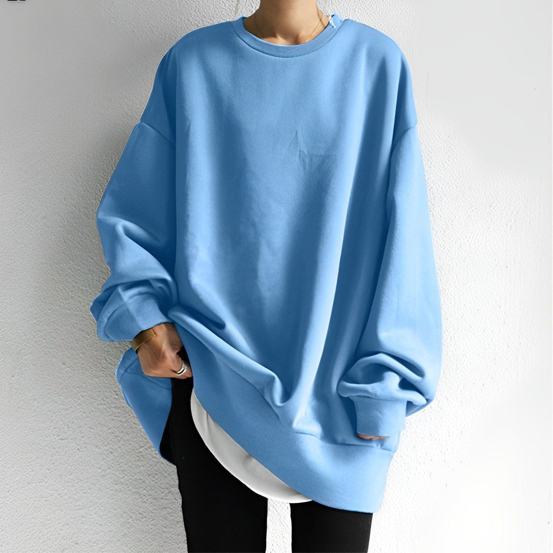Oversized Crew-Neck Sweatshirt with Dropped Shoulders and Ribbed Hem