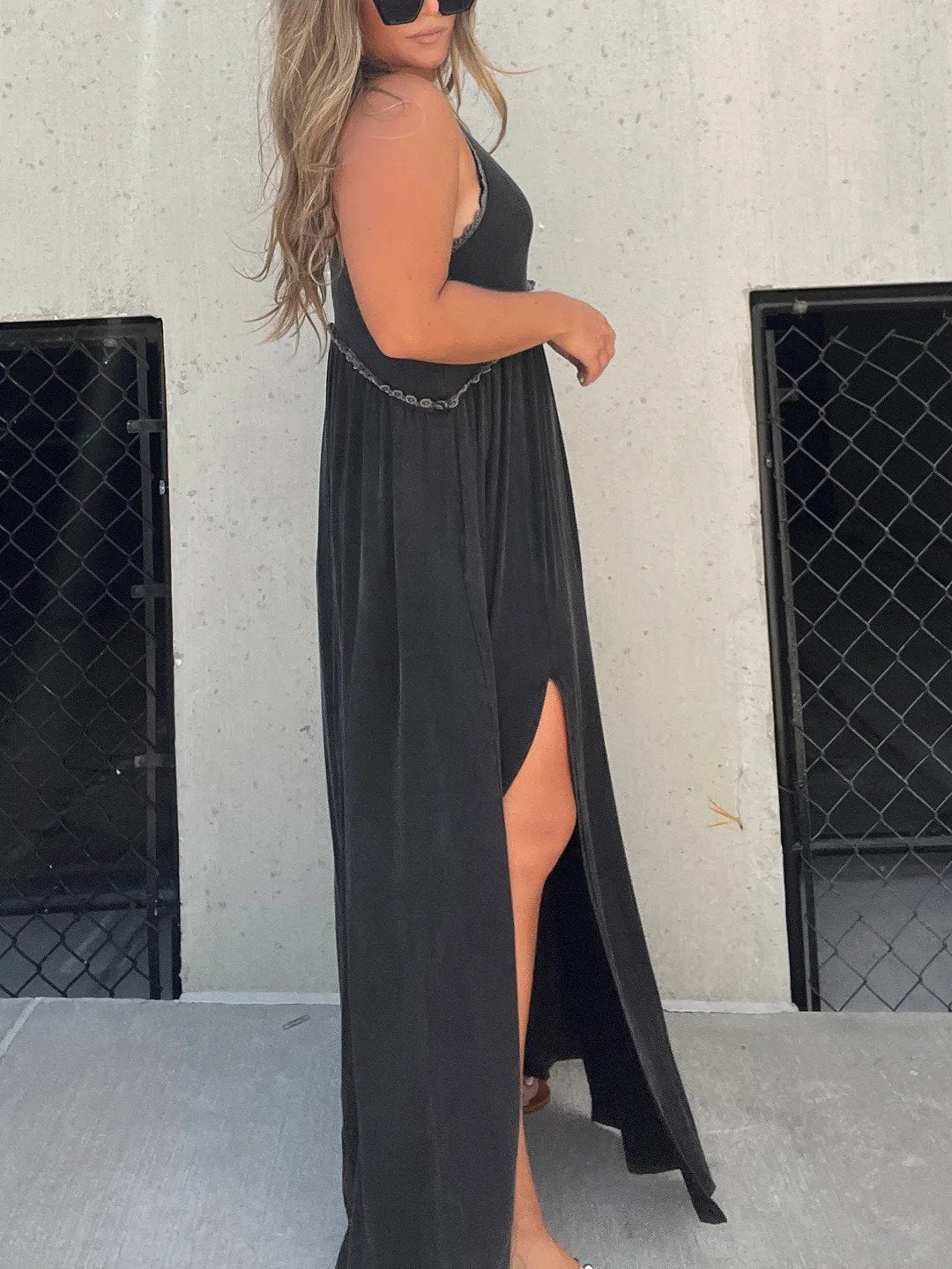 Maxi Dress with Sleeveless Design and Dual Side Splits