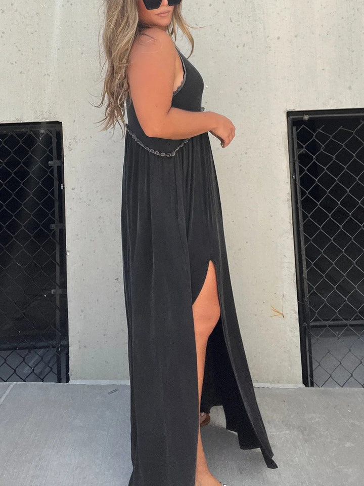 Maxi Dress with Sleeveless Design and Dual Side Splits