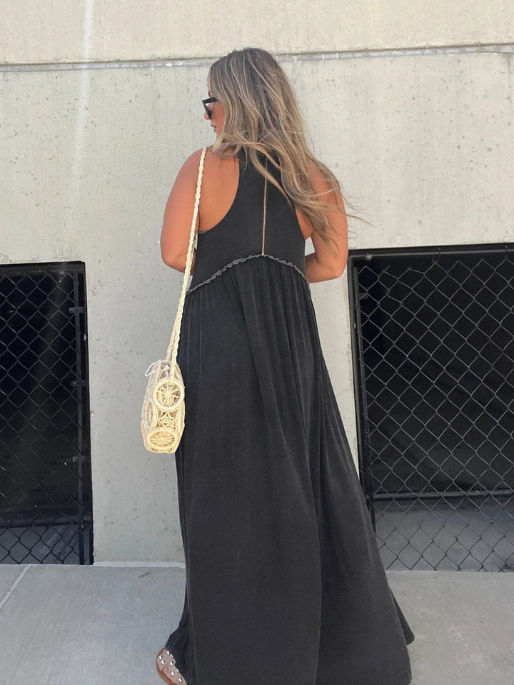 Maxi Dress with Sleeveless Design and Dual Side Splits