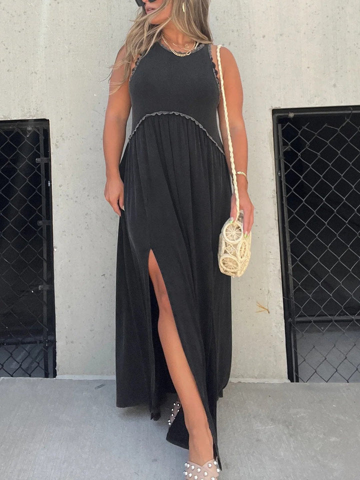 Maxi Dress with Sleeveless Design and Dual Side Splits