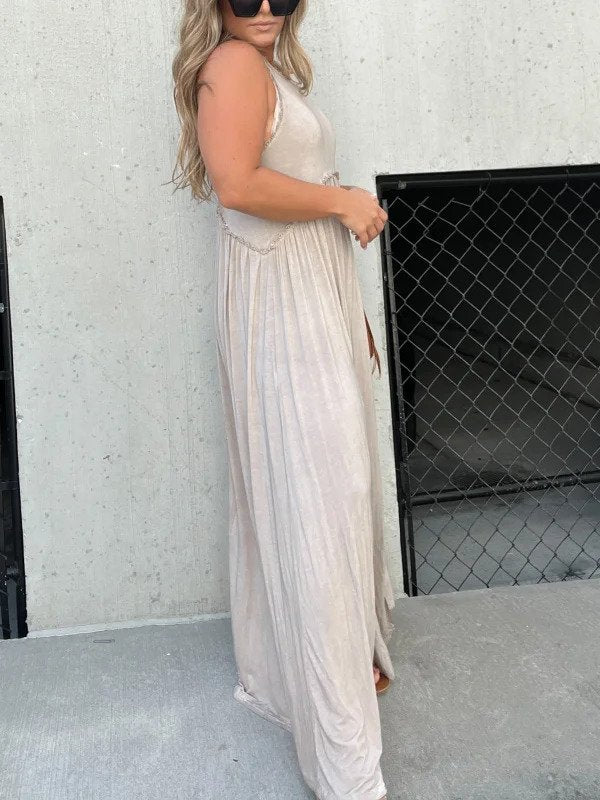 Maxi Dress with Sleeveless Design and Dual Side Splits