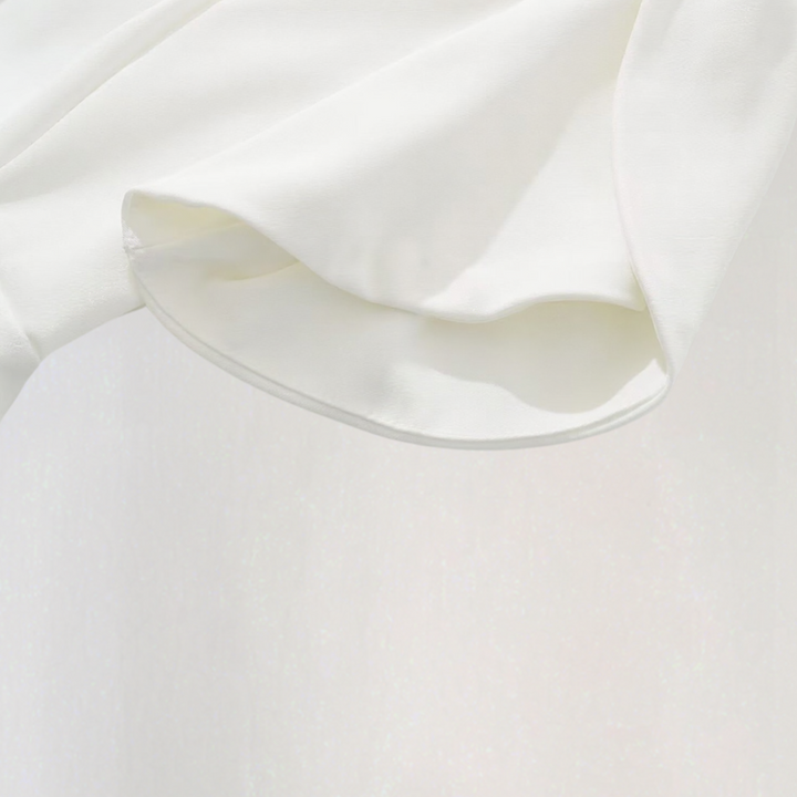 High-Neck A-line dress wiwth Puff Sleeves and Cut-Out Back