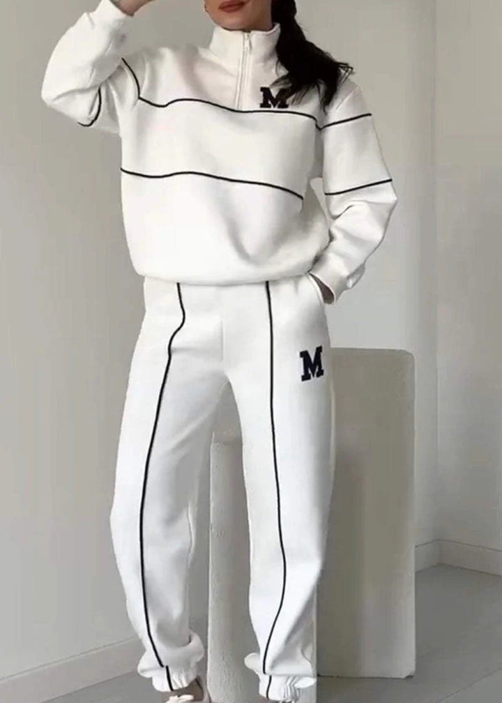 High-Neck Quarter-Zip Sweatshirt and Jogger Set
