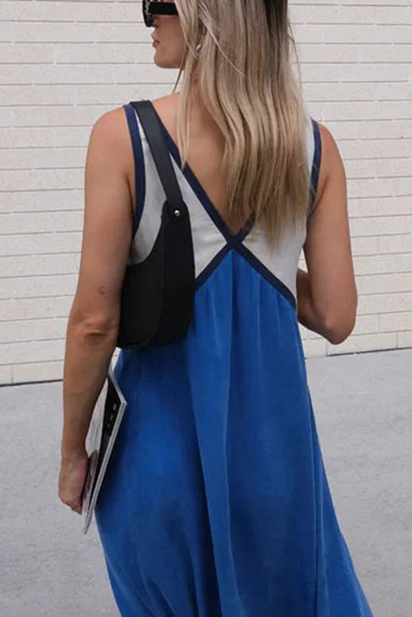 Keeley - V-Neck Contrasting Color Dress