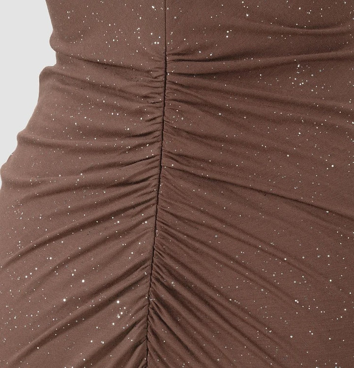 Sleeveless Maxi Dress with Deep V-Neck and Front Knot Detail