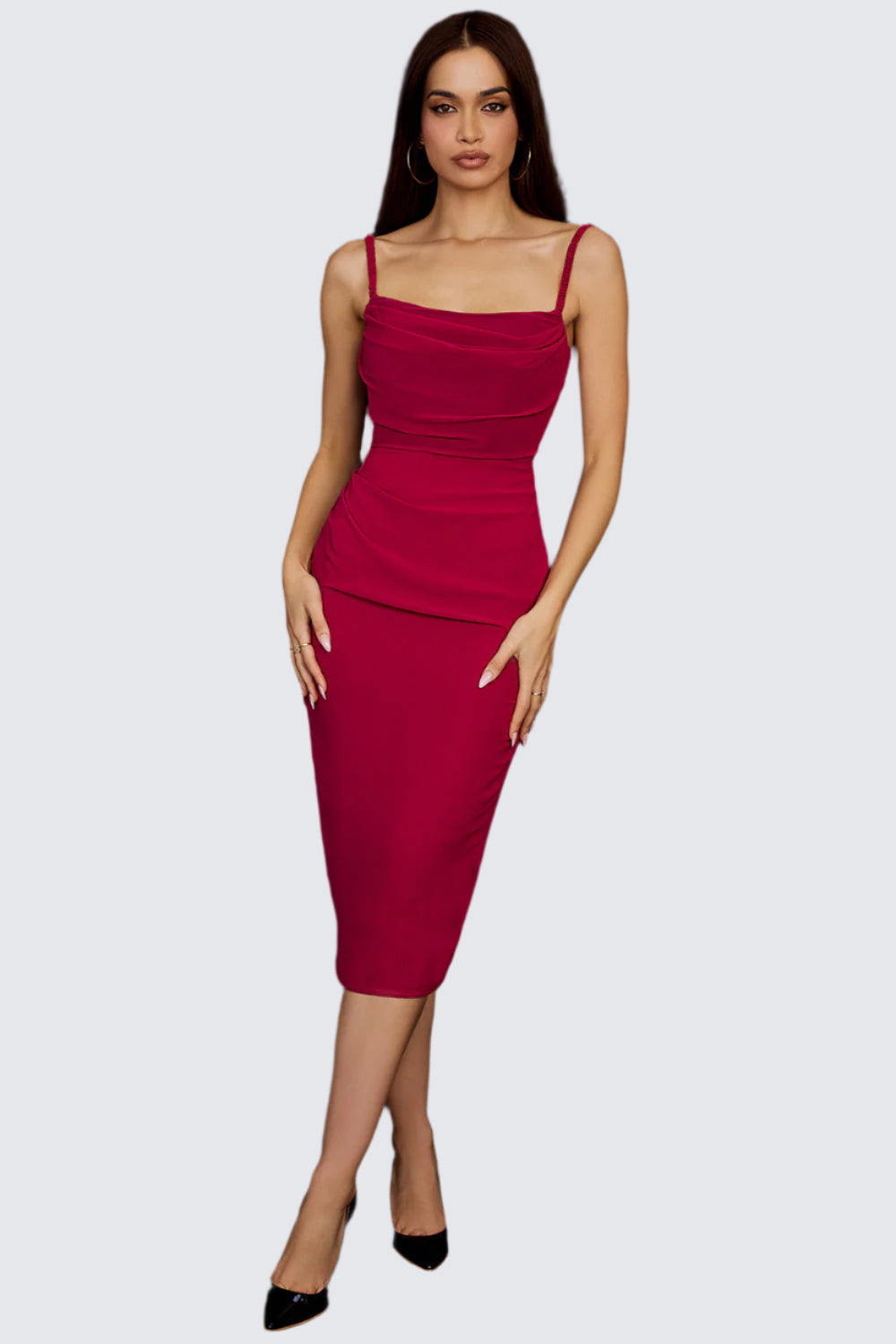 Midi Dress with Corset Detail