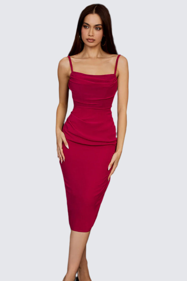 Midi Dress with Corset Detail