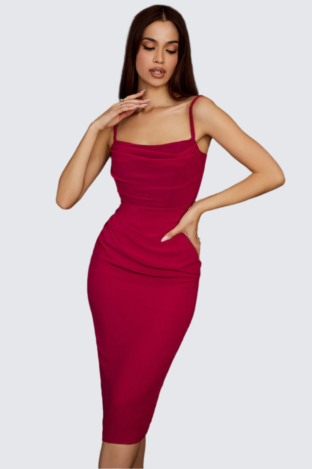 Midi Dress with Corset Detail