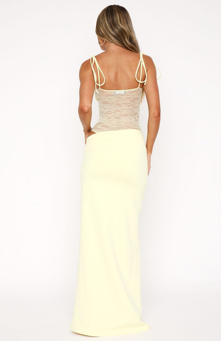 Maxi Dress with Lace Bodice and Tie Shoulder Straps