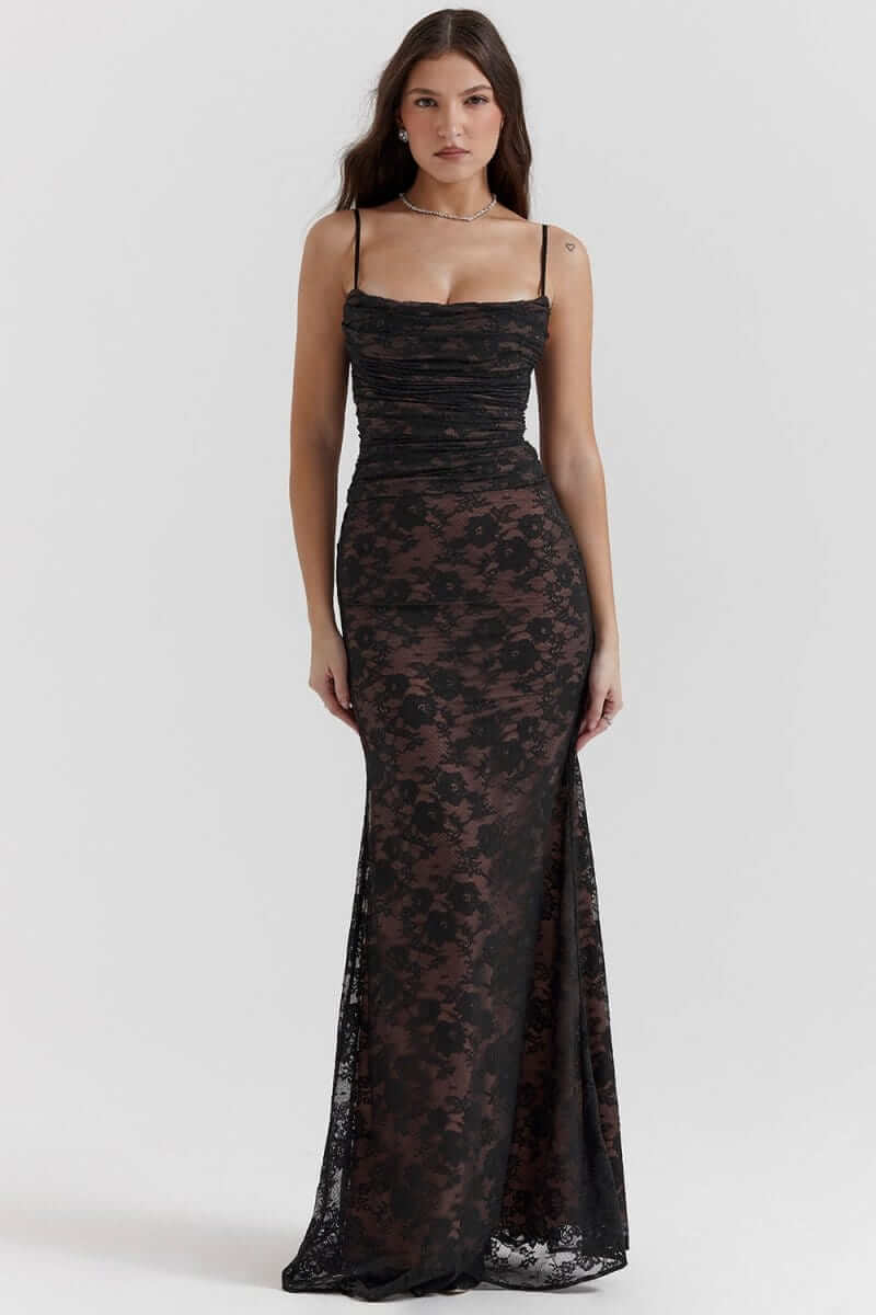 Maxi Dress with Long Sleeve Bolero and Lace-Up Back Closure