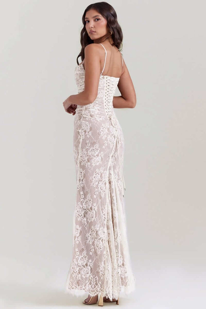 Maxi Dress with Long Sleeve Bolero and Lace-Up Back Closure