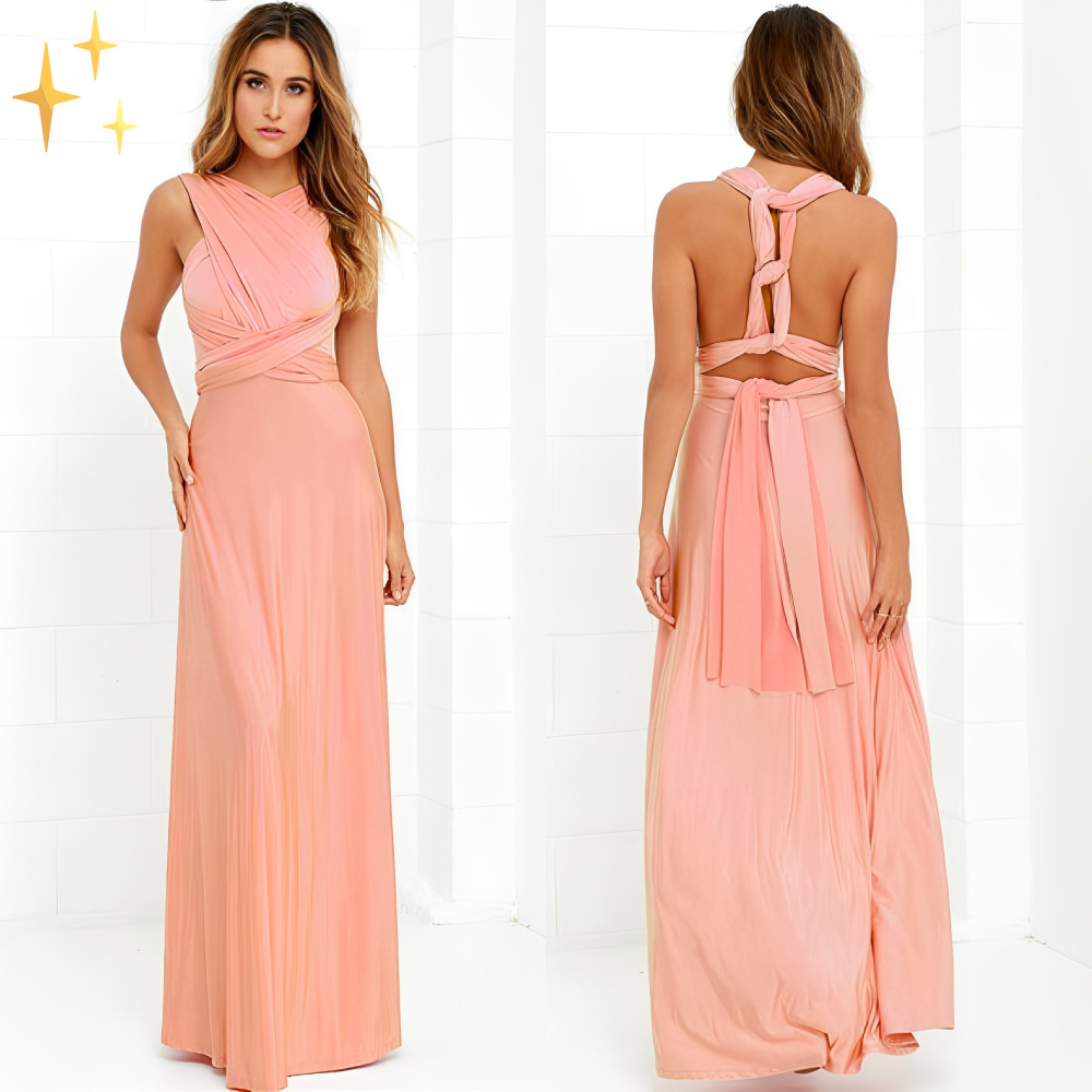 Convertible Multi-Way Wrap Maxi Dress with Tie Closure