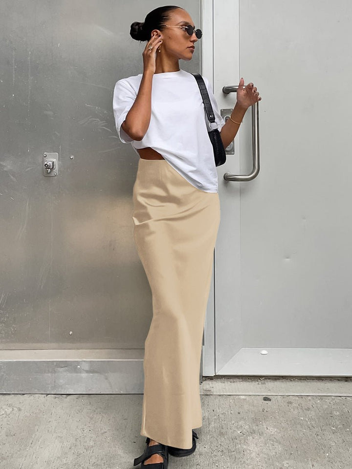 Nyomi - High-Waist Satin Maxi Skirt
