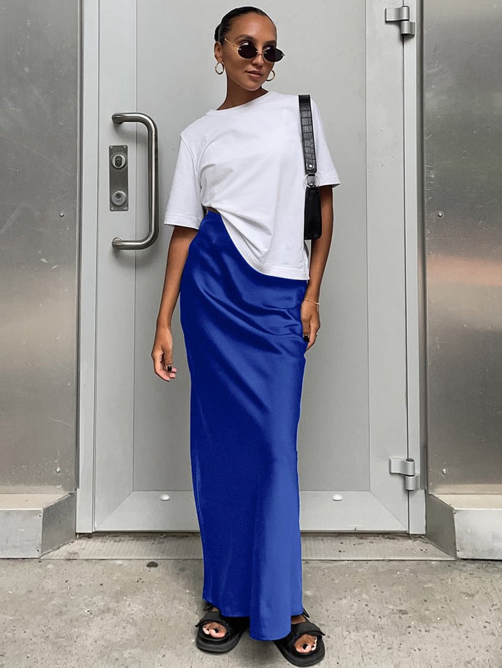 Nyomi - High-Waist Satin Maxi Skirt
