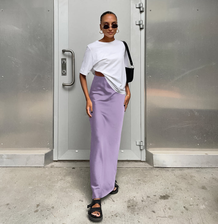 Nyomi - High-Waist Satin Maxi Skirt